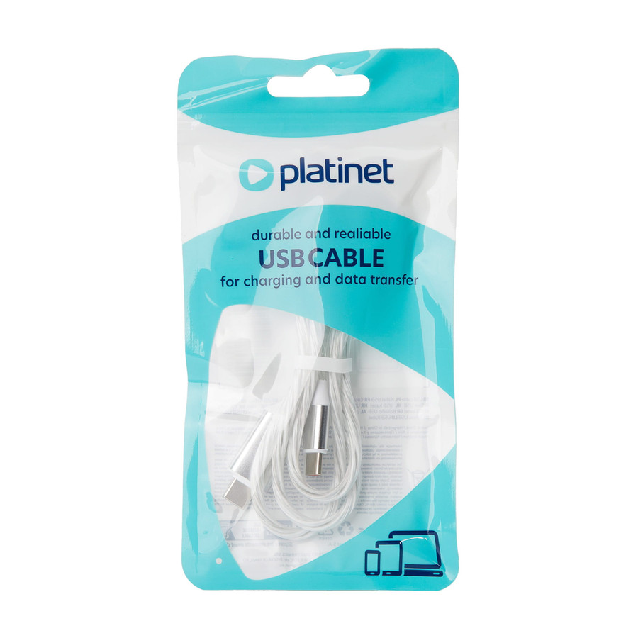 Image of Platinet Type-C Type-C kábel 3A 60W LED 1m 480 Mbps fehér