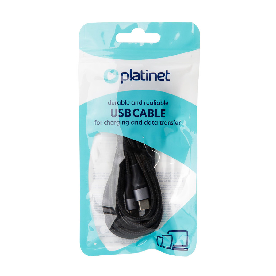 Image of Platinet Type-C Type-C fonott kábel 2.1A 42W 2m 480 Mbps fekete